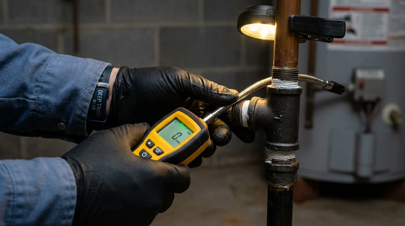 Gas leak detection with electronic sniffer by Johns Plumbing LLC in Willow Springs
